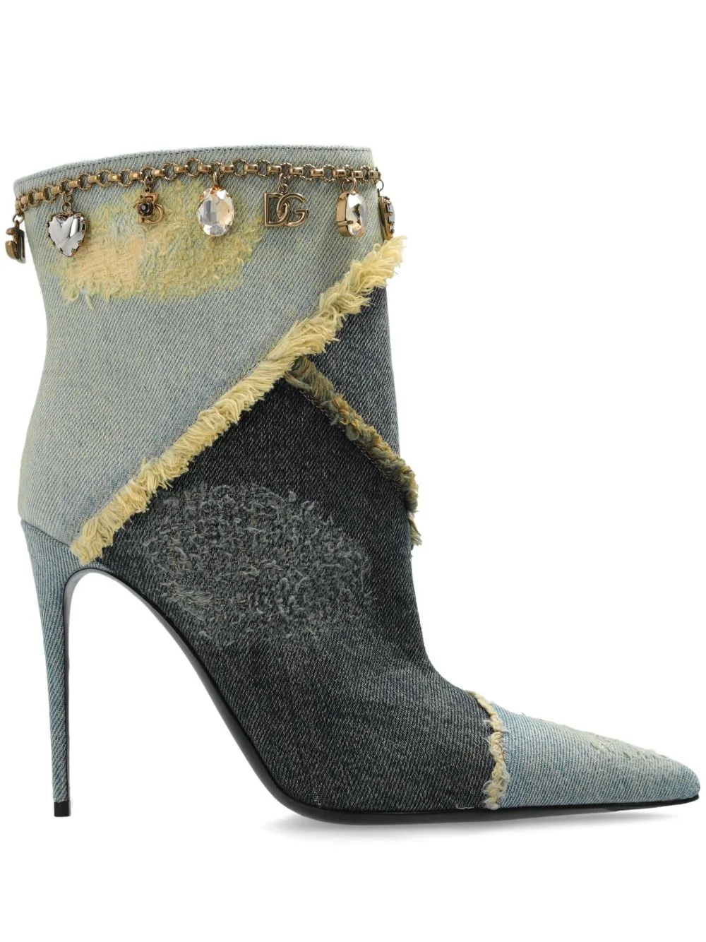 Distressed Denim Boots