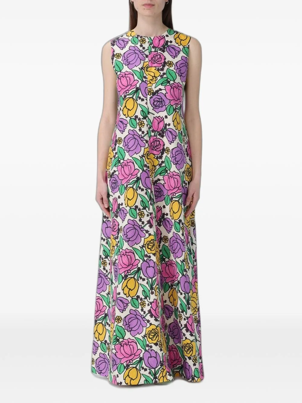 Floral-Print Sleeveless Maxi Dress