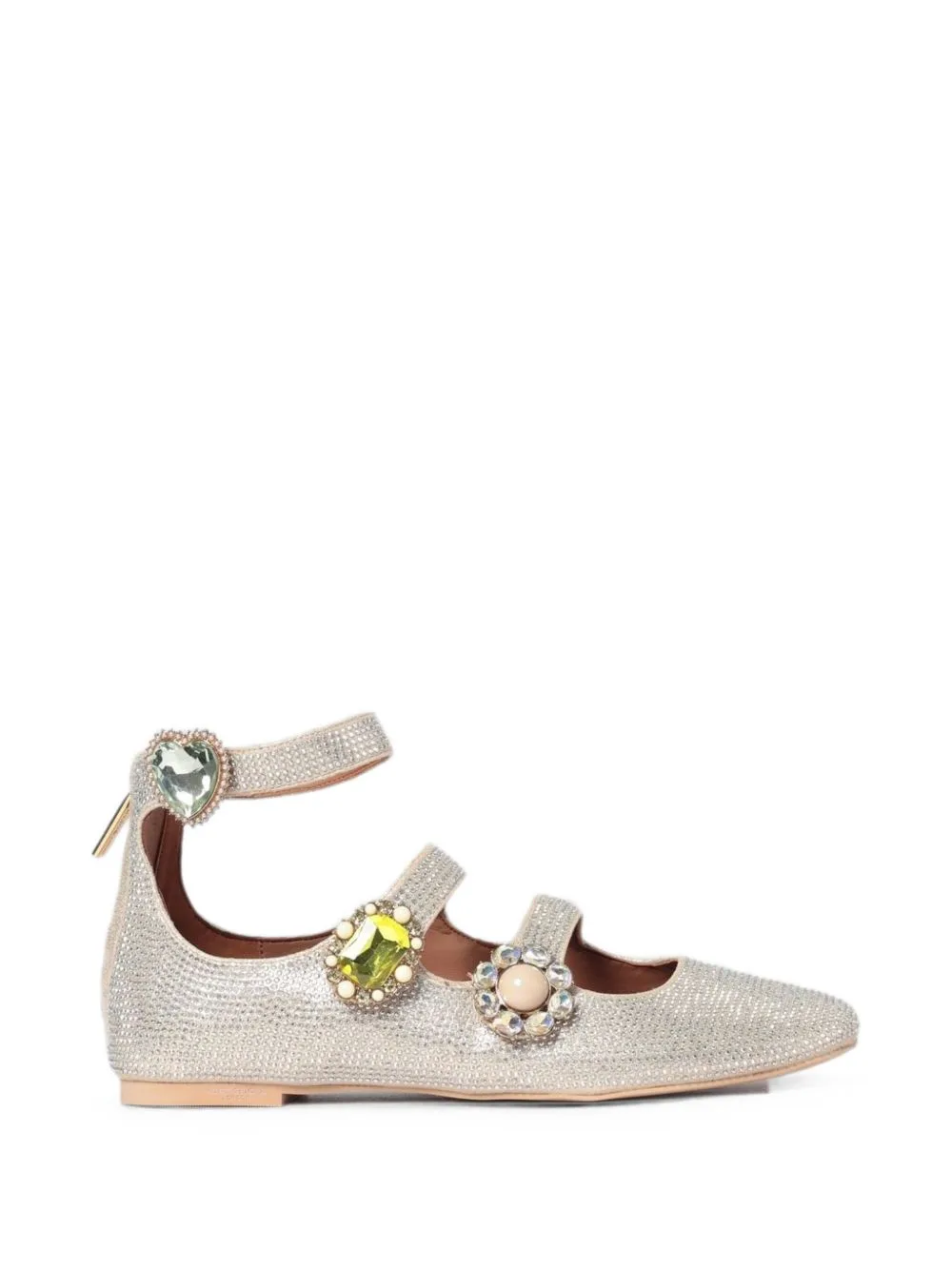 Crystal-Embellished Multi-Strap Ballet Flats