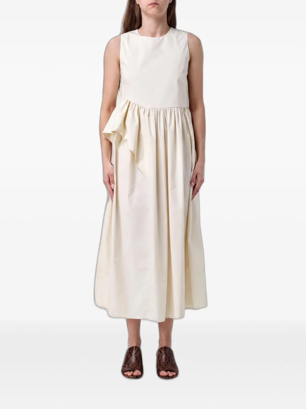 Ruffled Tie-Back Midi Dress