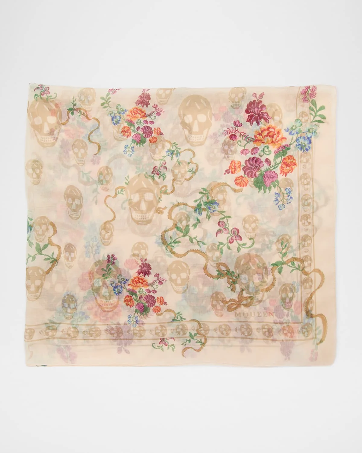 Floral Skull Silk Scarf