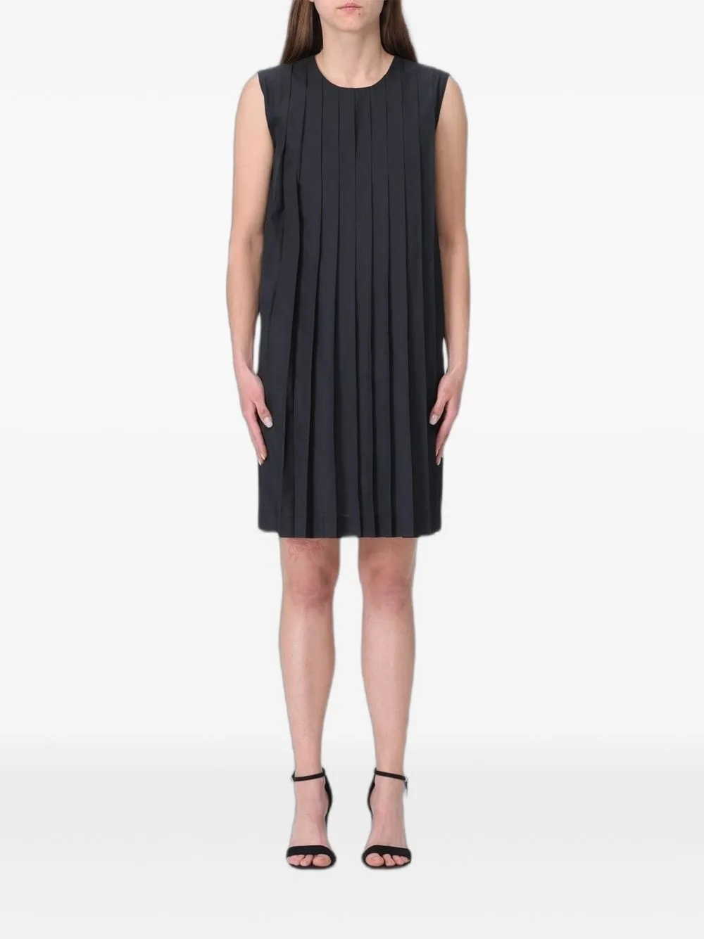 Pleated Crepe Mini Dress