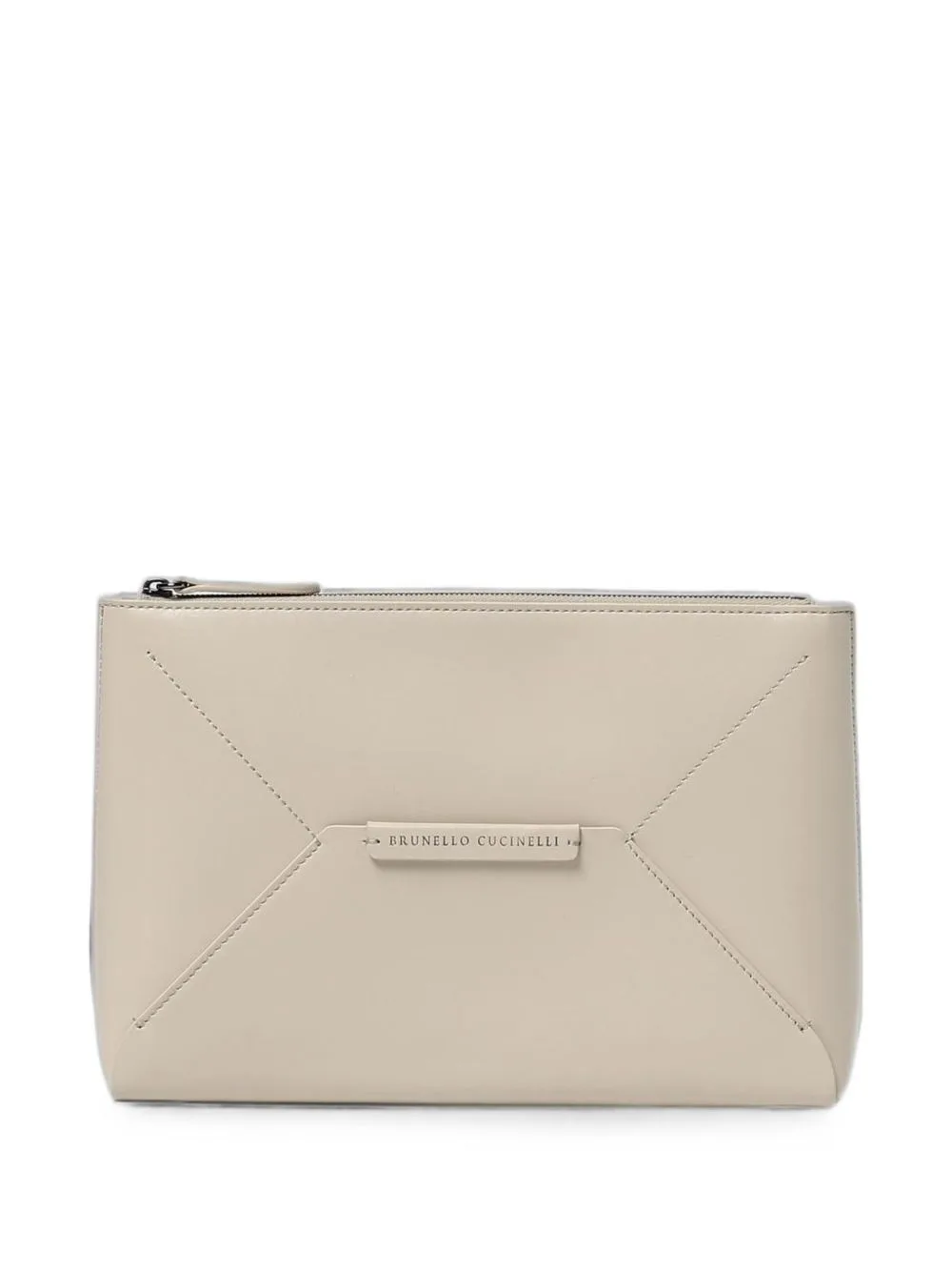 Logo-Plaque Leather Clutch Bag