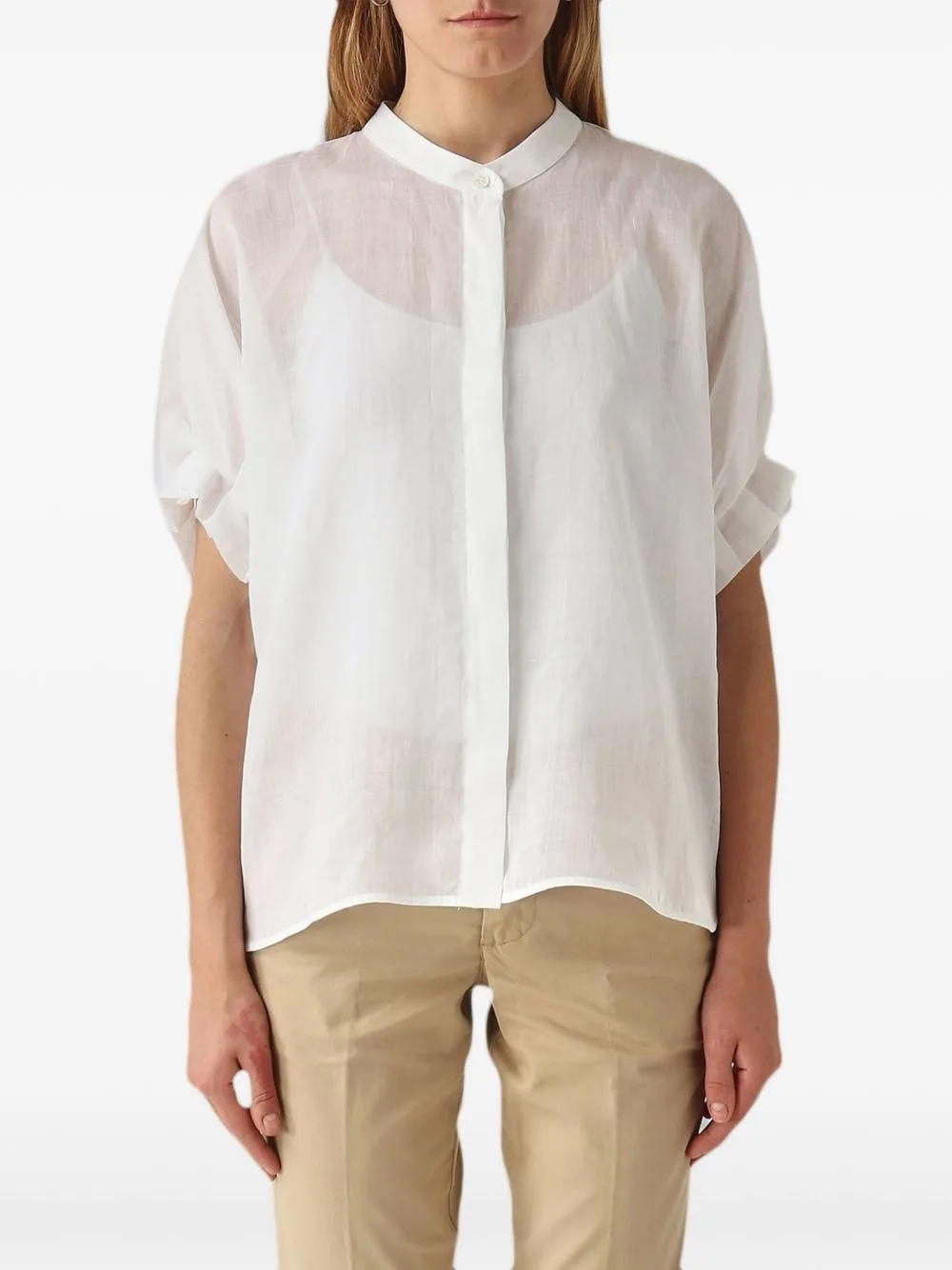 Pleated-Detail Kimono Sleeve Shirt