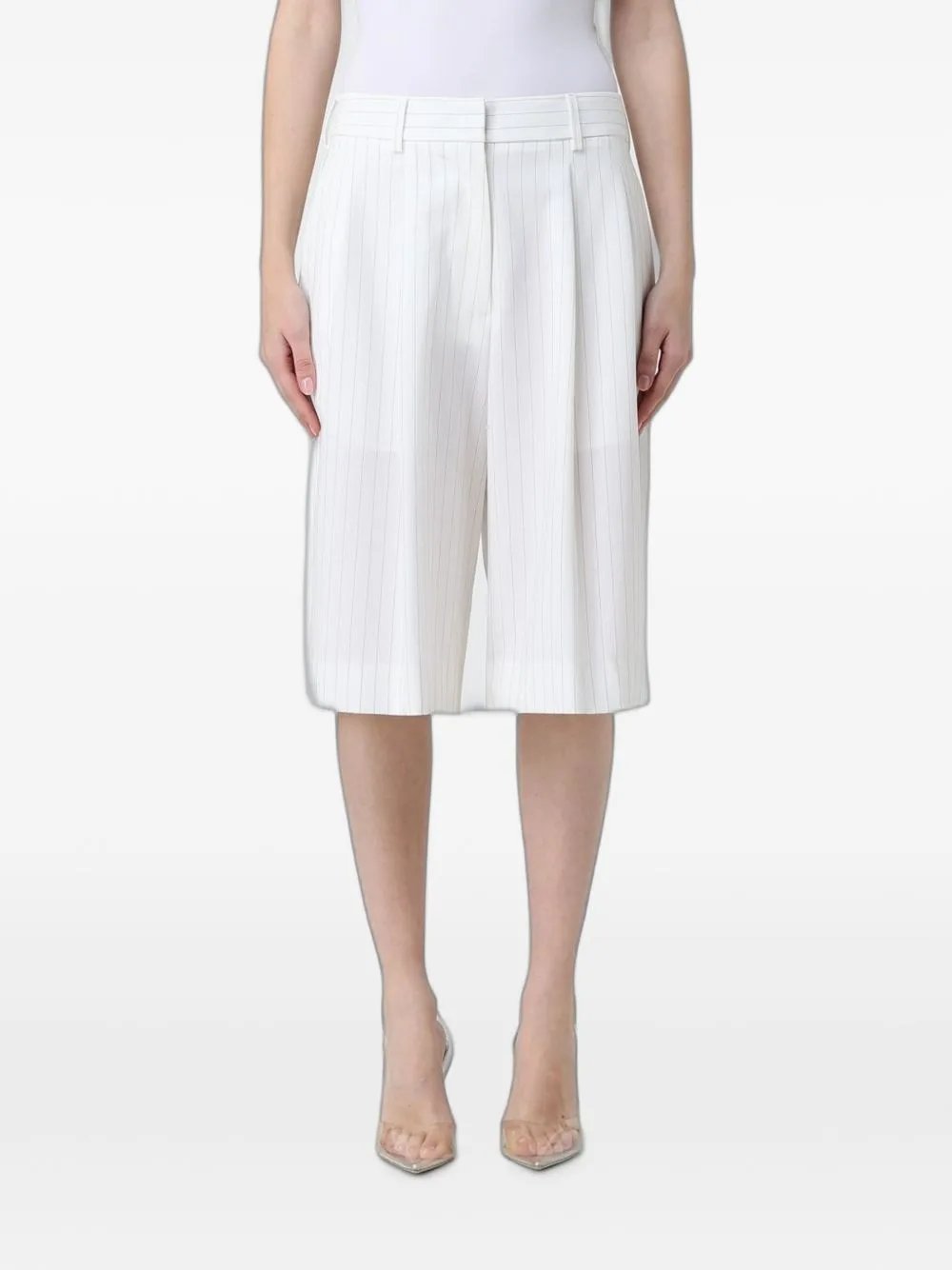 Pinstriped Pleated Shorts