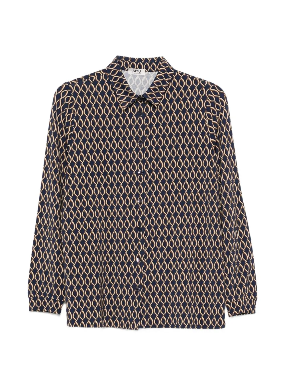 Geometric-Print Button-Up Shirt