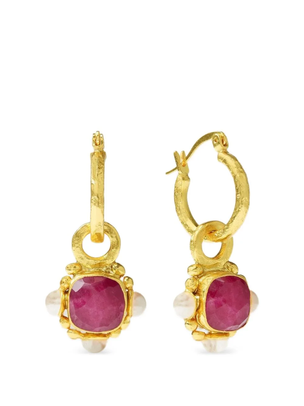 Esther Ruby Pearl Drop Earrings