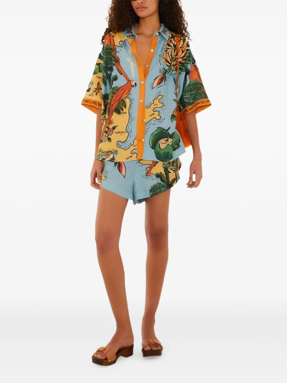 Multicolor Beaches Path Drawstring Shorts