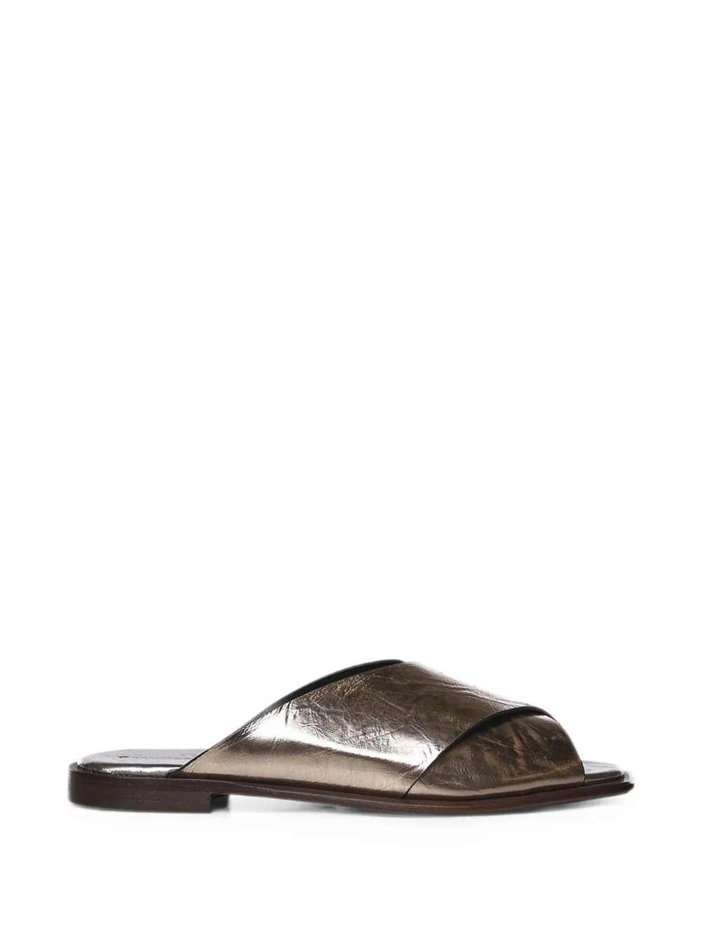 Crinkled-Effect Crossover-Strap Sandals