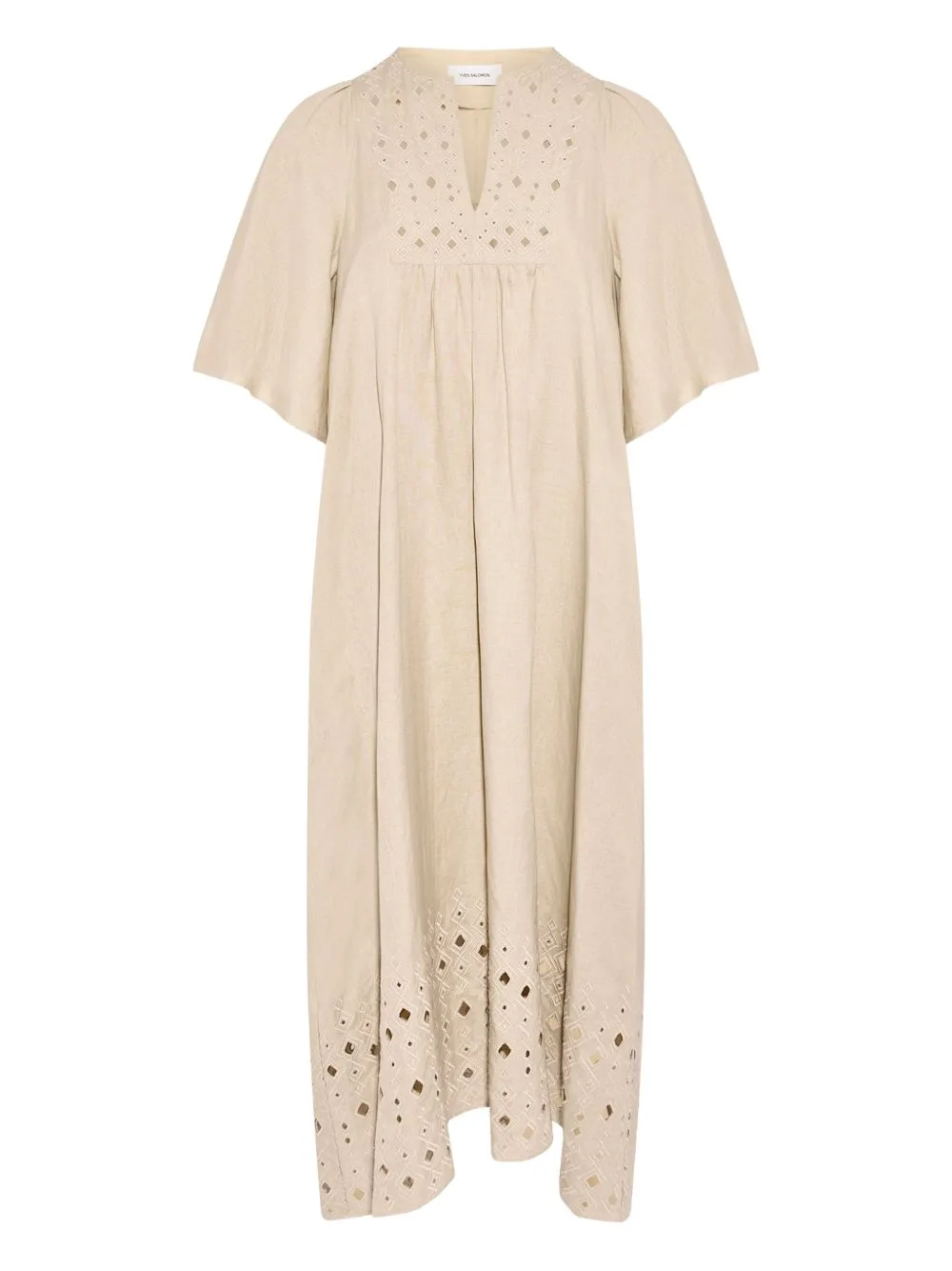 Embroidered-Detail Midi Dress