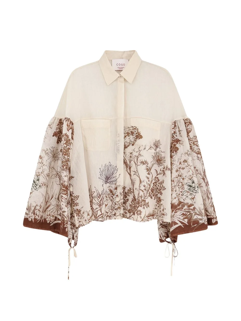Floral-Print Flared-Sleeve Shirt