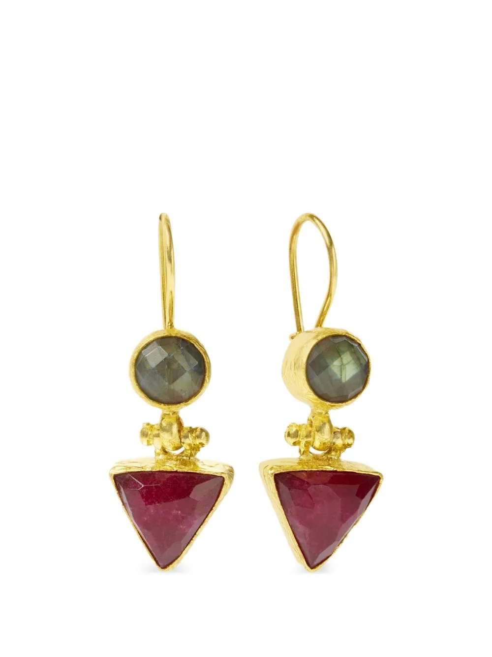Hydra Labradorite and Ruby Drop Earrings