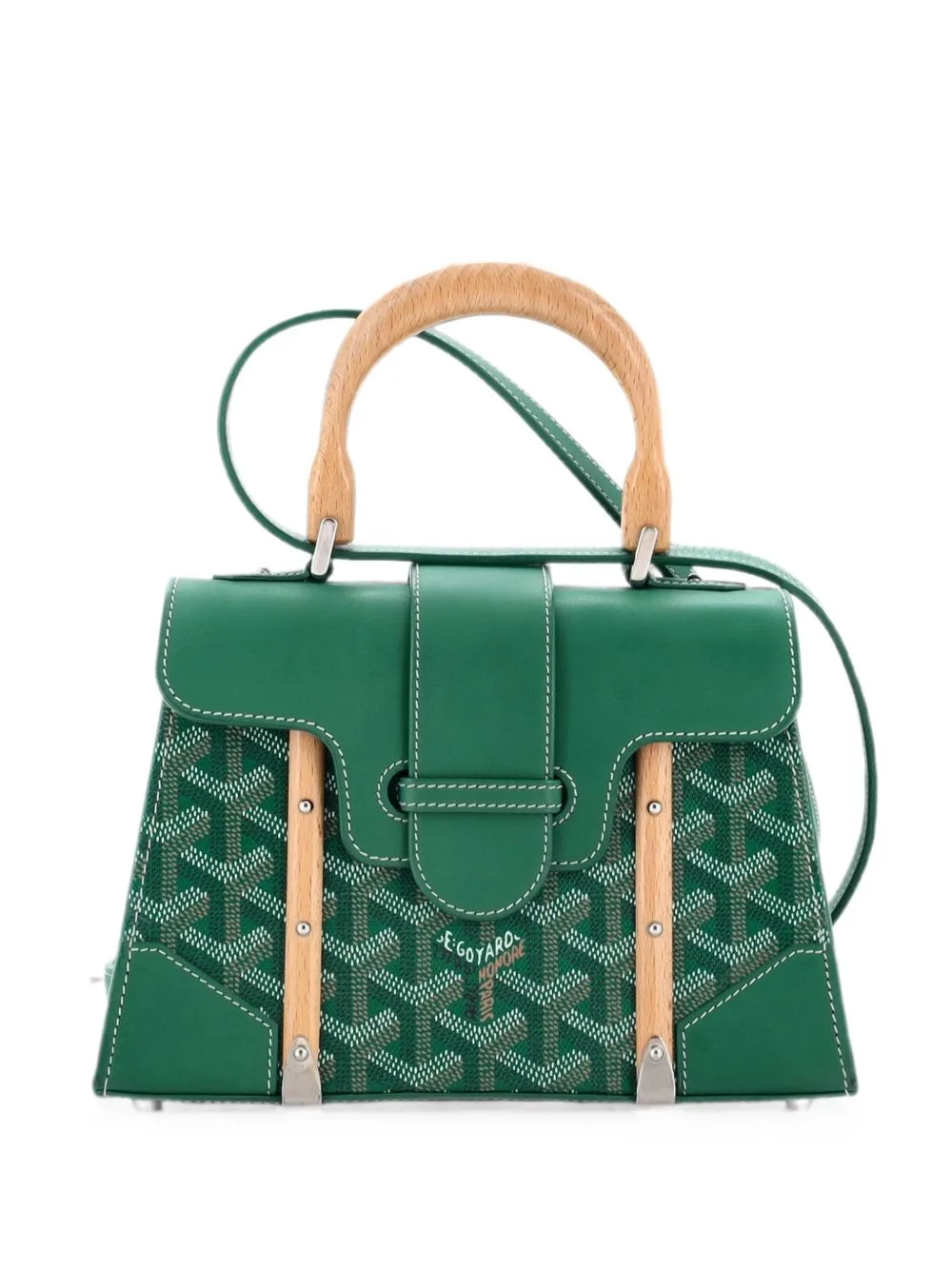 Structured Saigon Top Handle Bag Coated Canvas with Leather Mini Satchel