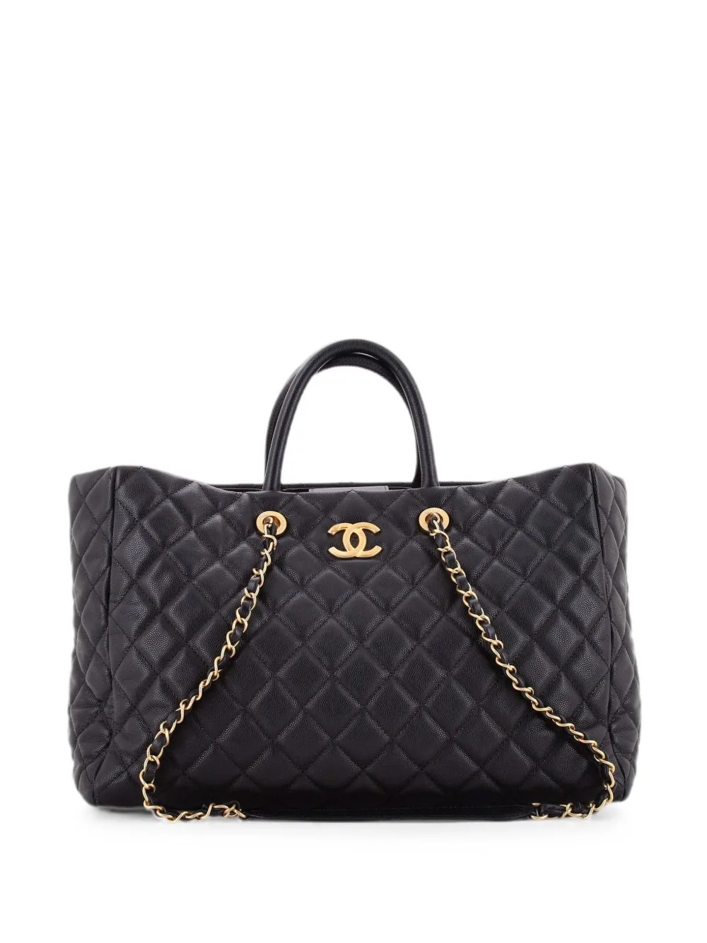Coco Handle Shopping Quilted Caviar Large Tote Bag