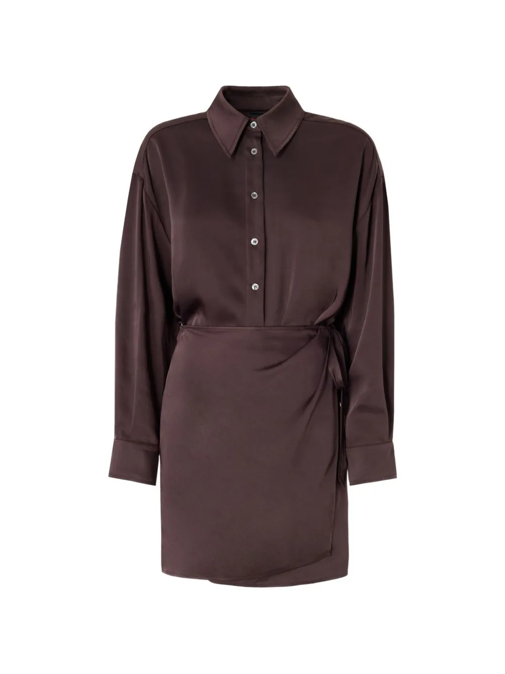 Wrap-Style Long-Sleeve Shirt Dress
