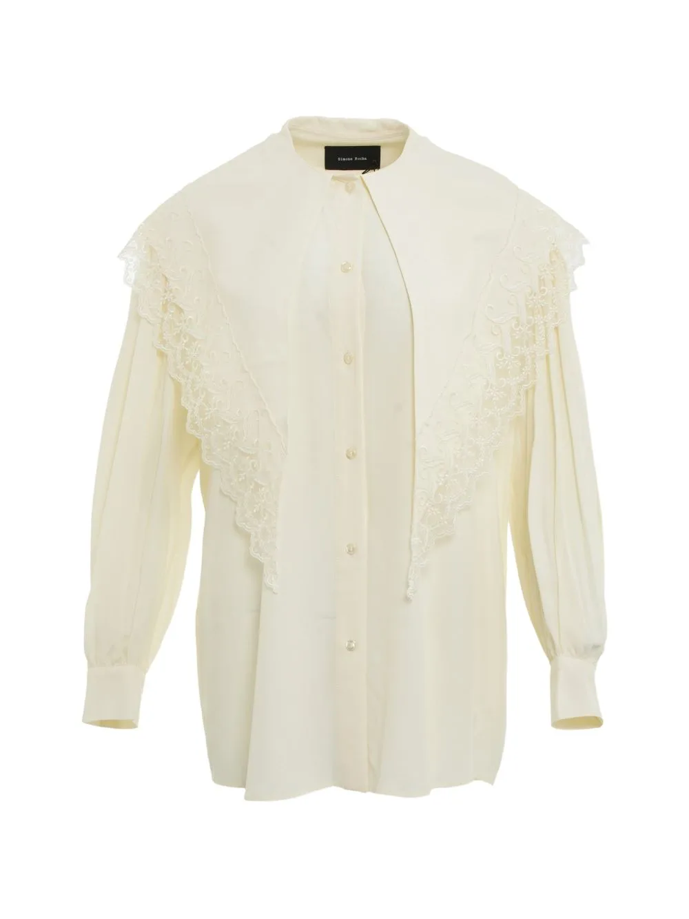 Lace-Trim Pleated-Sleeve Shirt
