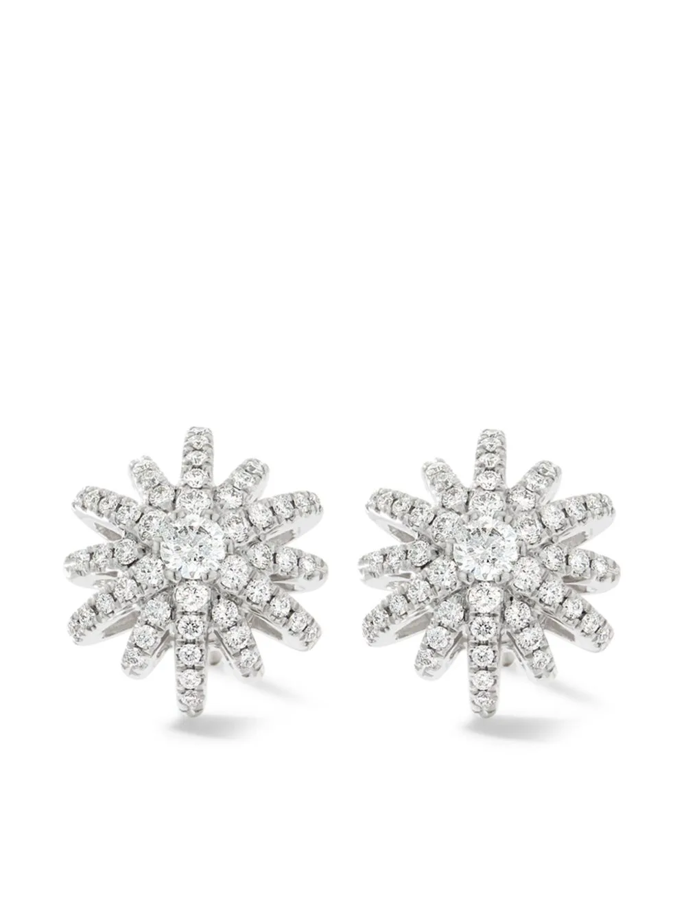 18kt White Gold Starburst Diamond Stud Earrings (11.7mm)
