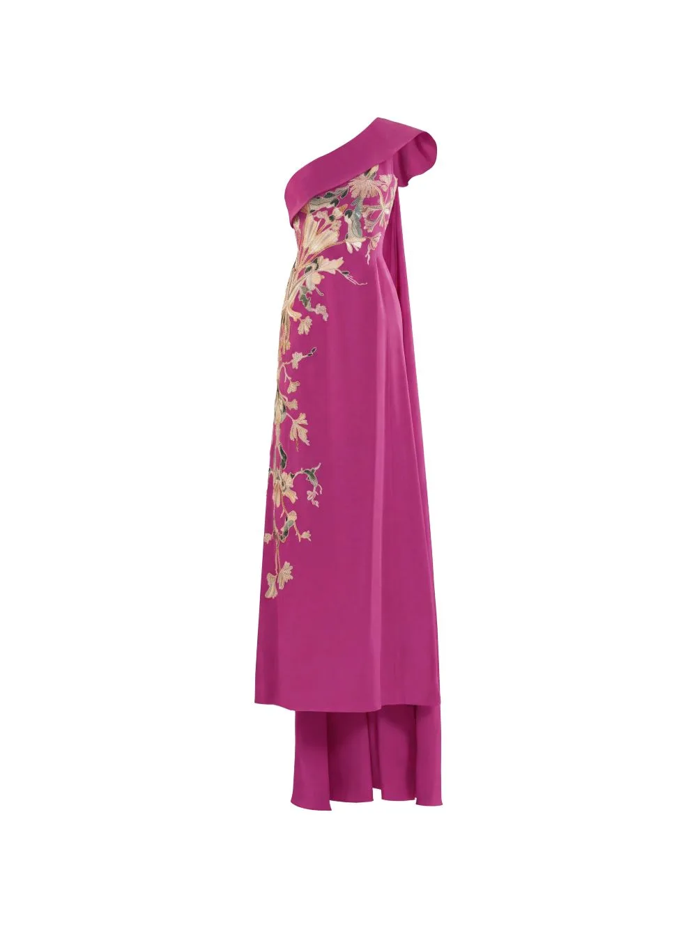 One-Shoulder Embroidered Evening Dress