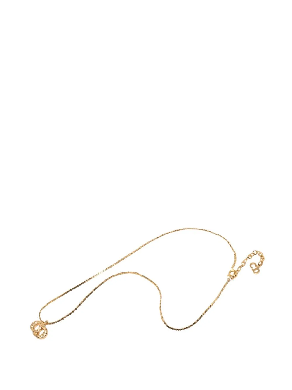 20th Century Gold Plated Strass CD Logo Pendant Necklace