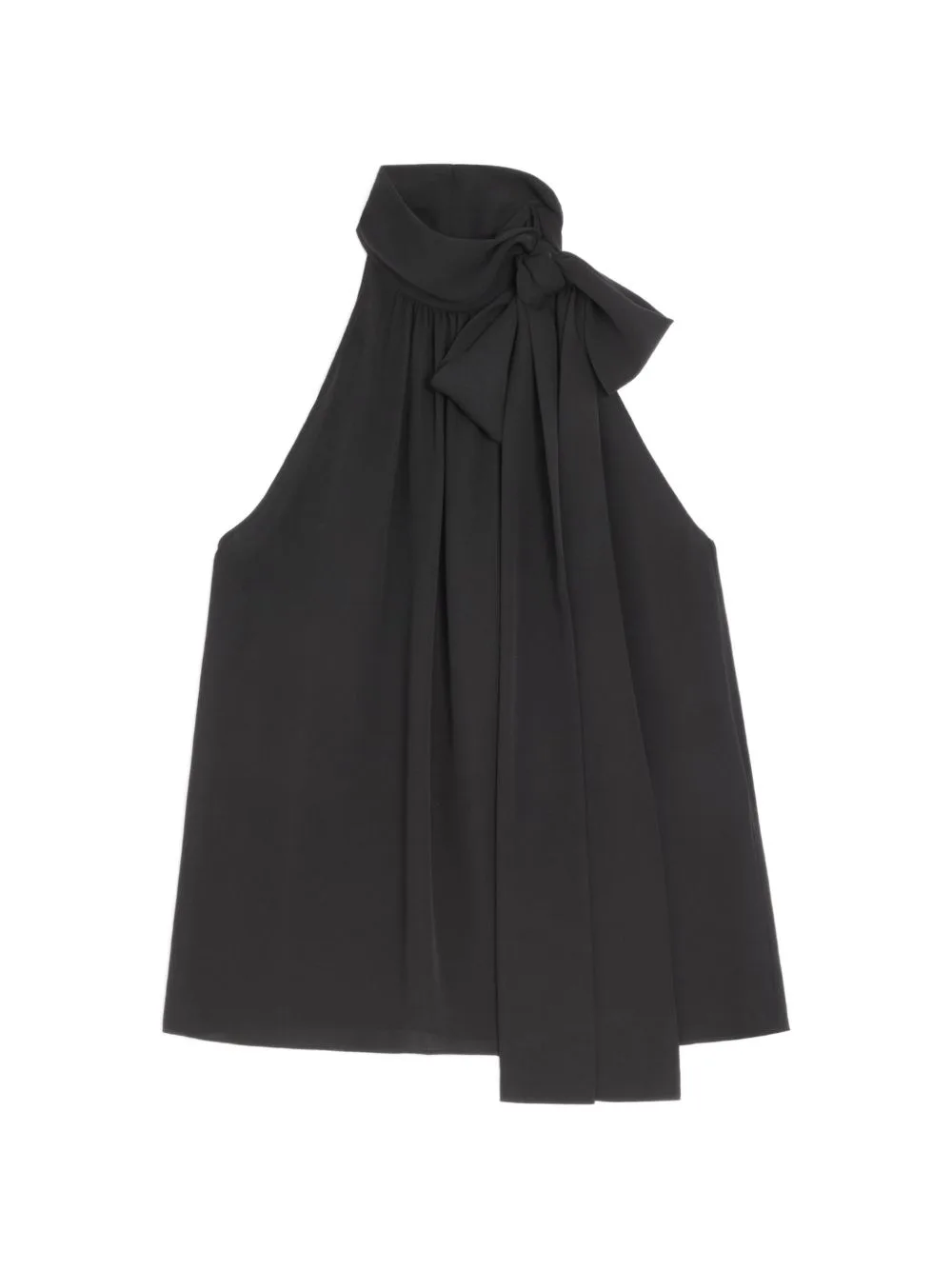 Bow-Detail Silk-Crepe Blouse
