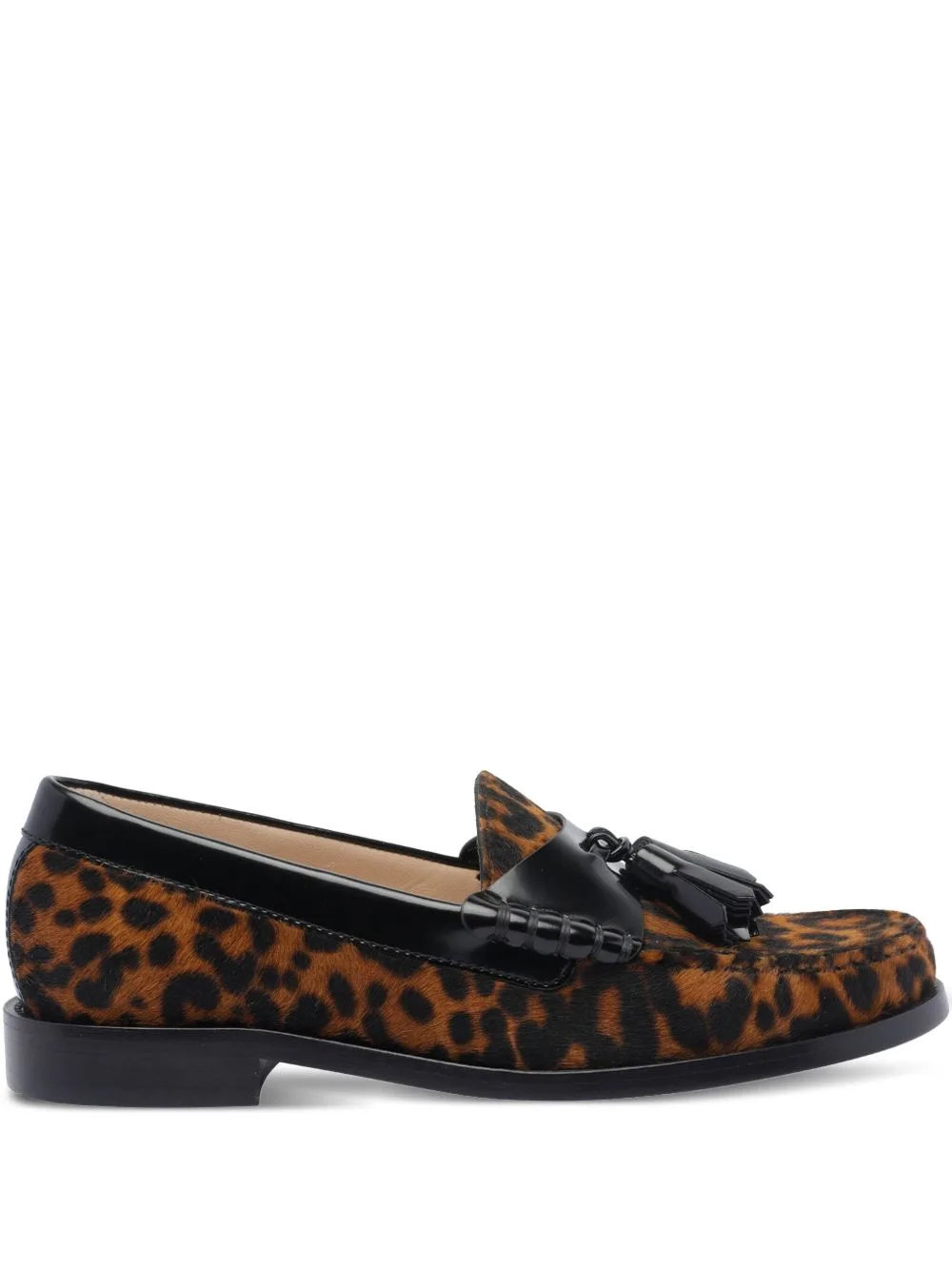 Tassel-Embellished Leopard-Print Loafers
