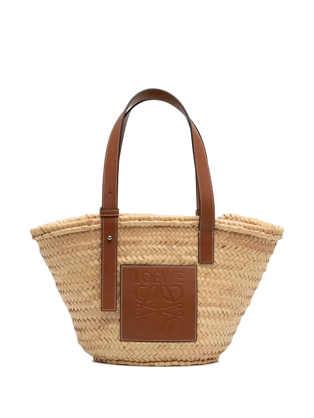 2022 Small Raffia Anagram Basket Tote Bag