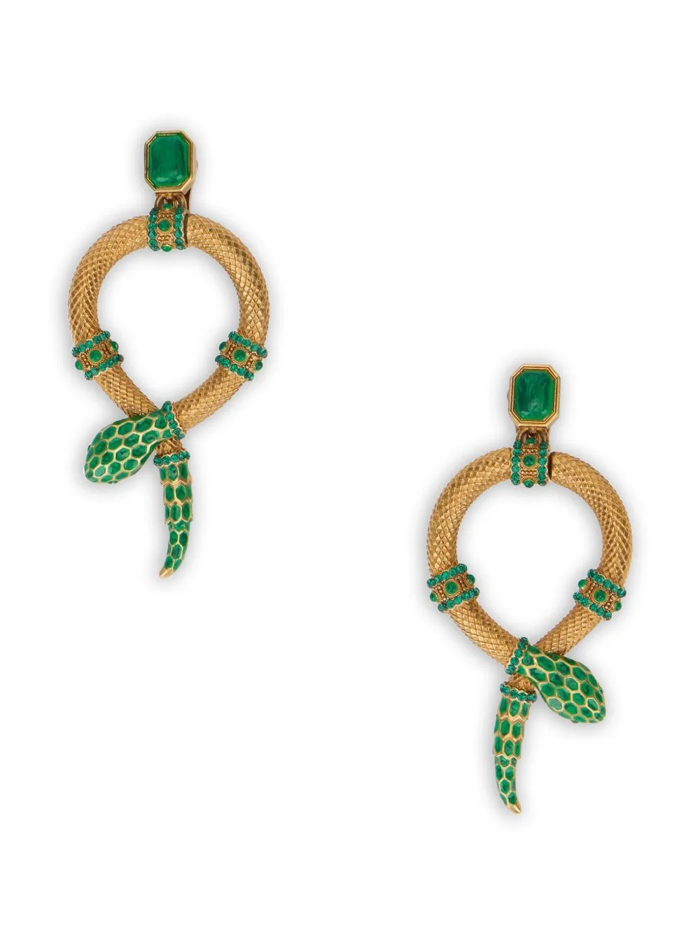 Snake-Motif Crystal-Embellished Earrings