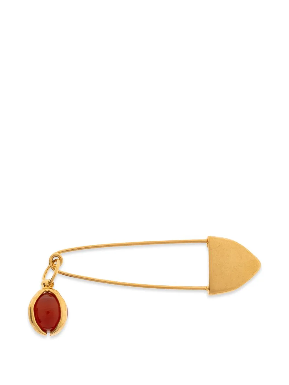 Stone-Pendant Safety-Pin Brooch