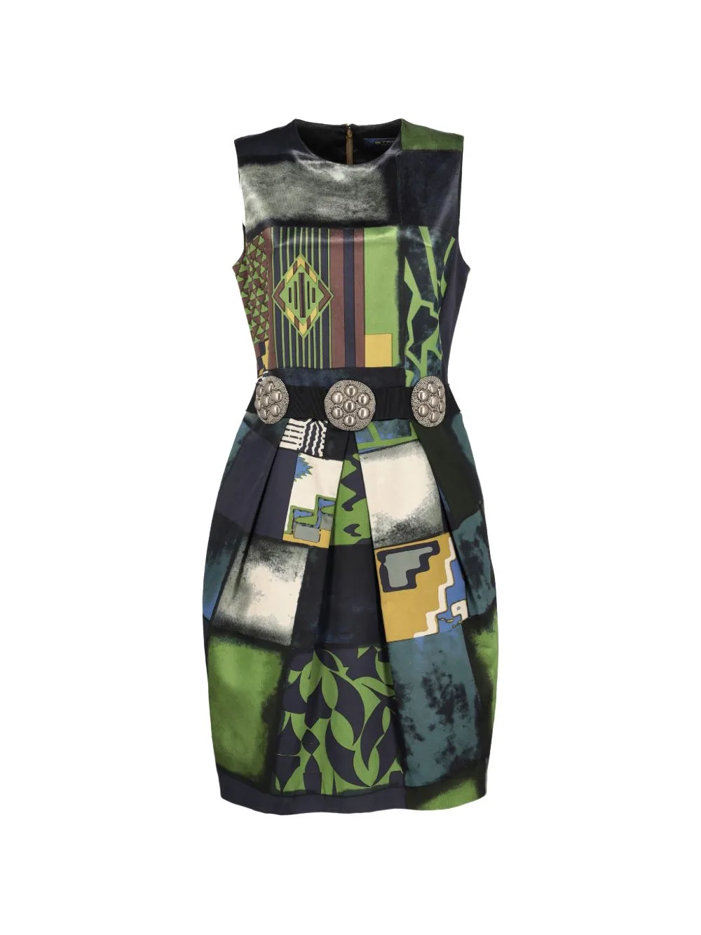 Belted Graphic-Print Mini Dress