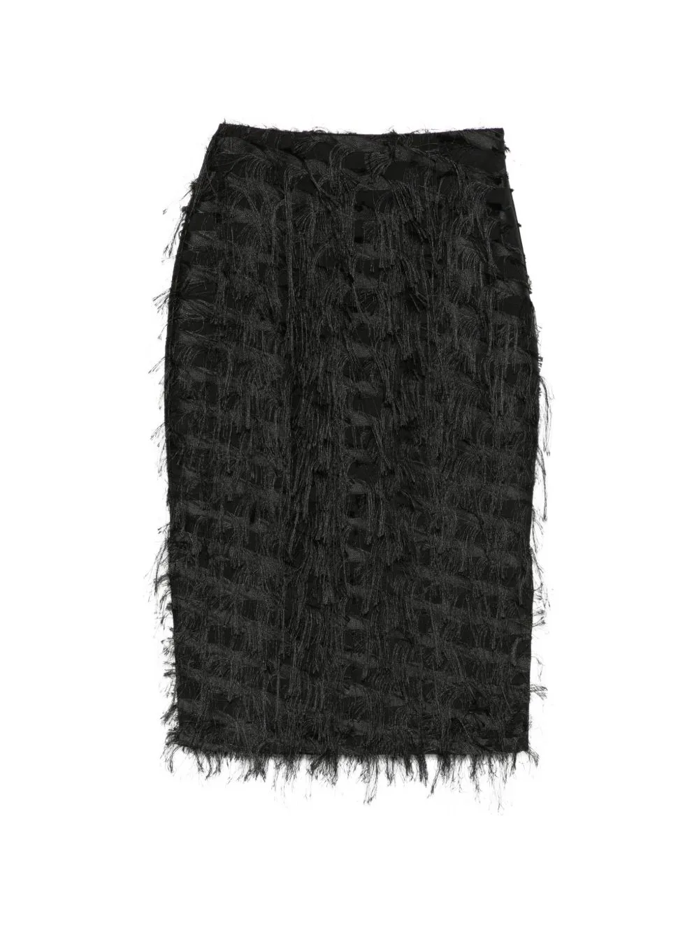 Fringe-Detail Midi Skirt