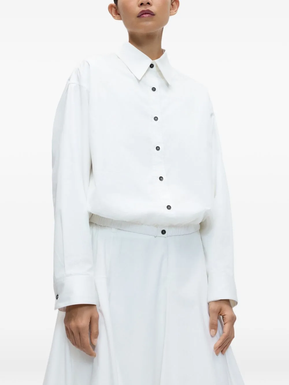 Elasticated-Hem Oversized Shirt