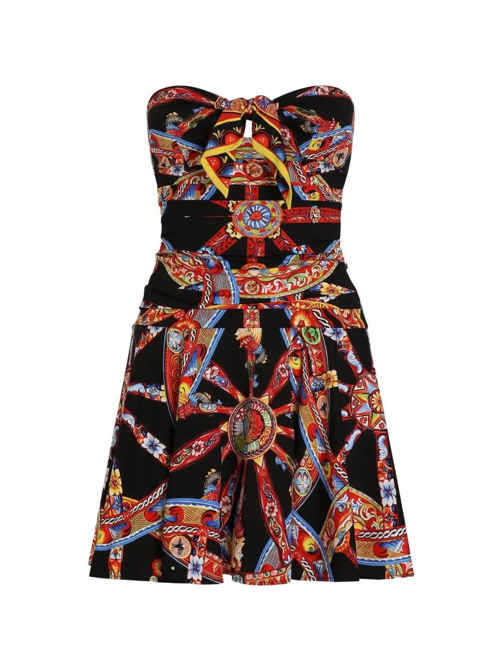 Carretto-Print Charmeuse Mini Dress