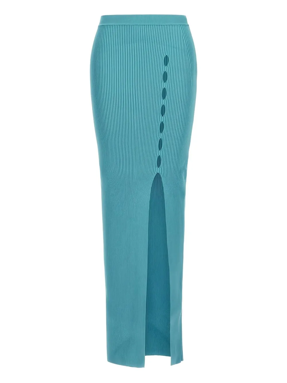 Ribbed Side-Split Long Skirt