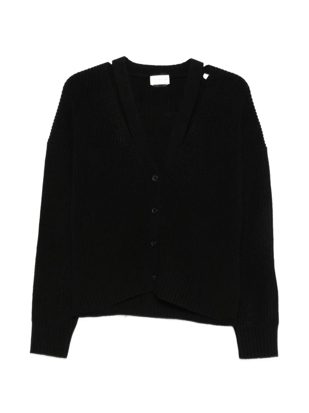 Ribbed-Knit Cut-Out Cardigan