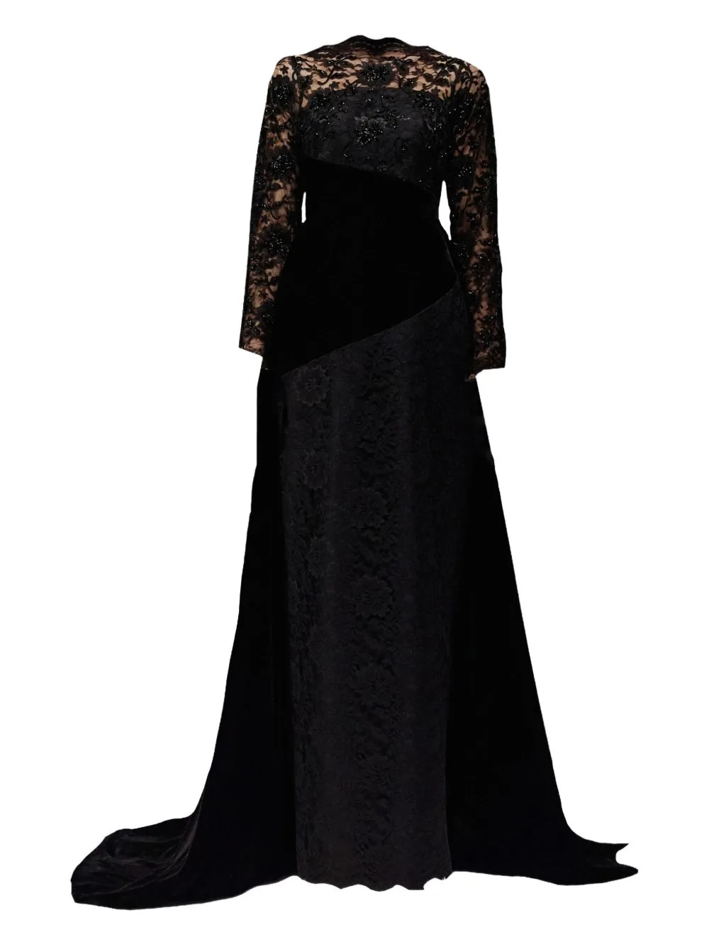 Lace-Panel Maxi Dress