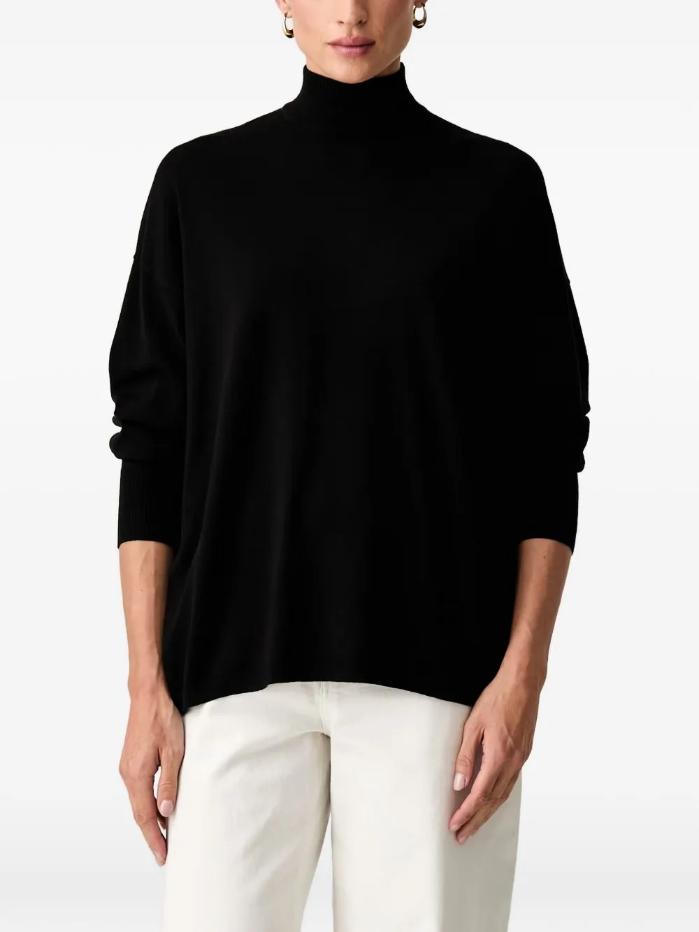 High-Neck Embroidered-Logo Sweater