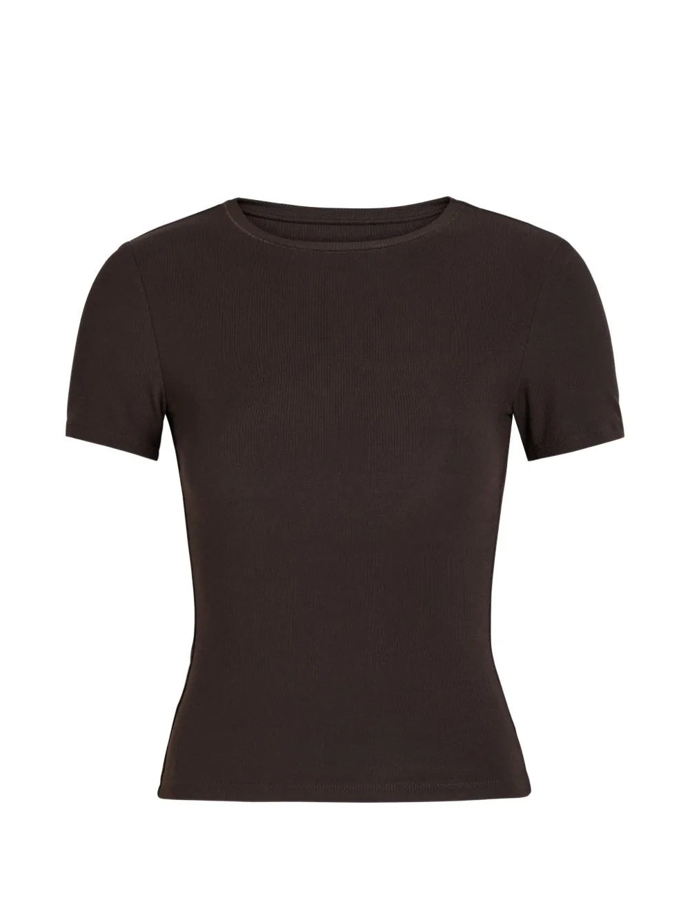 Ribbed-Knit Short-Sleeves T-Shirt