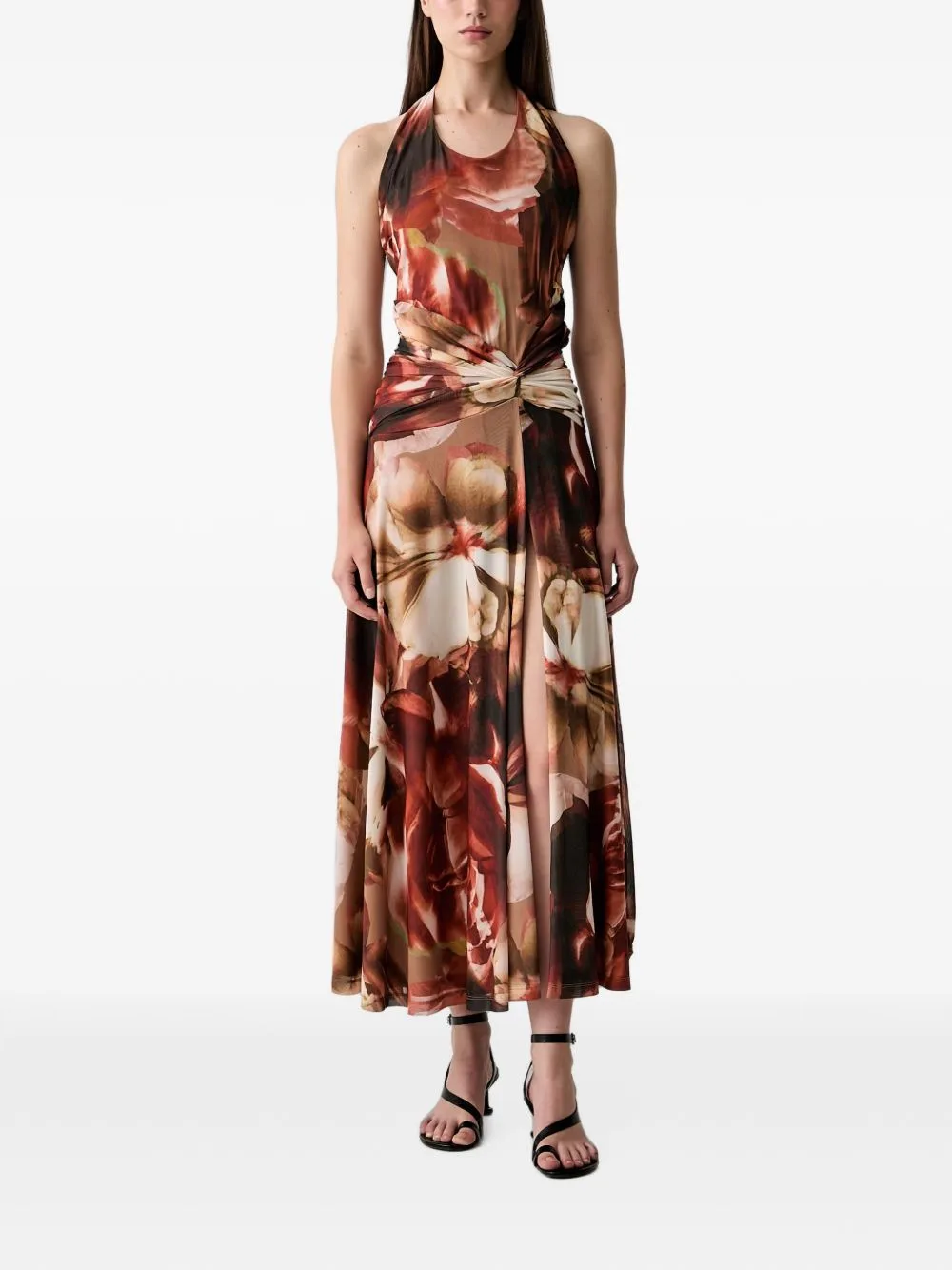 Sariba Floral-Print Twist-Detail Midi Dress