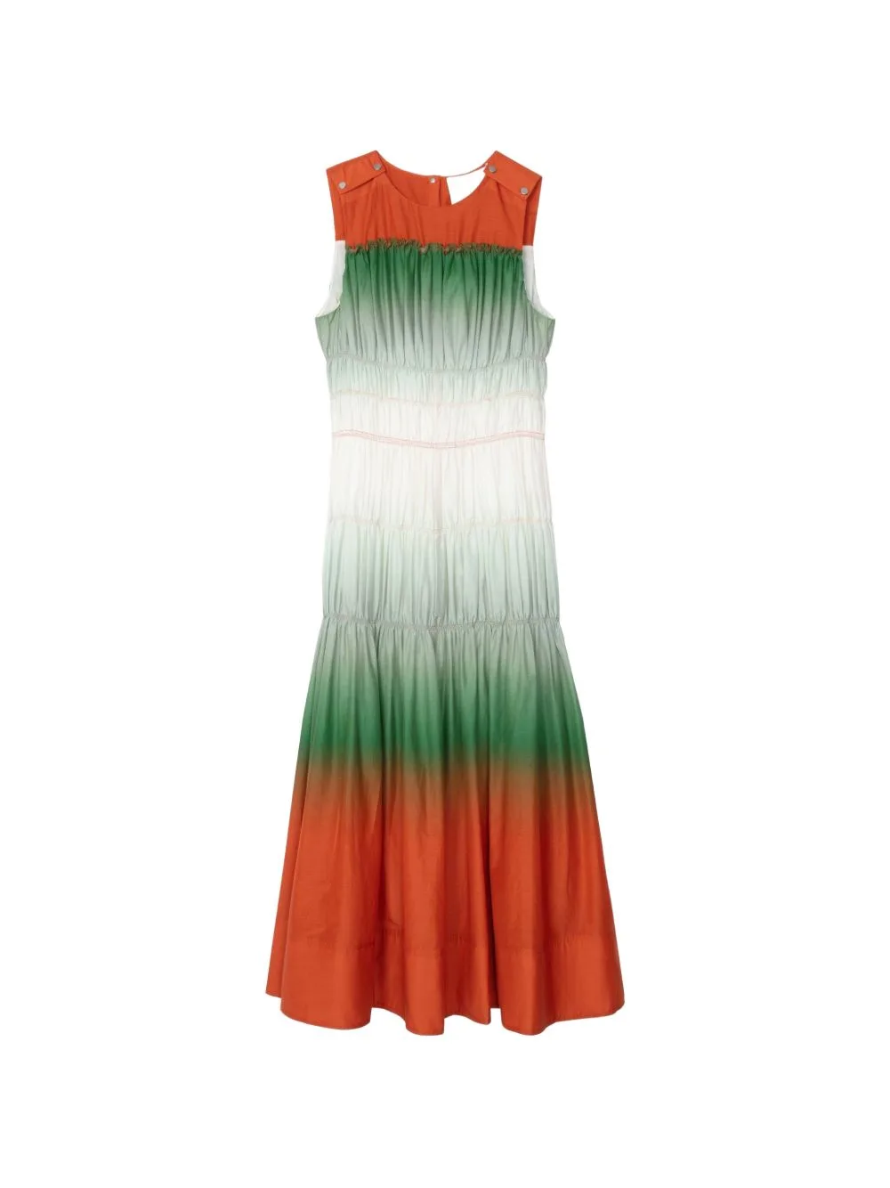 Ombré Voile Gathered Midi Dress