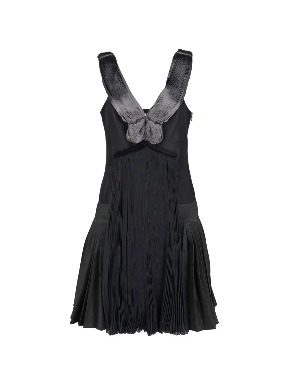 2007 Pleated V-Neck Mini Dress