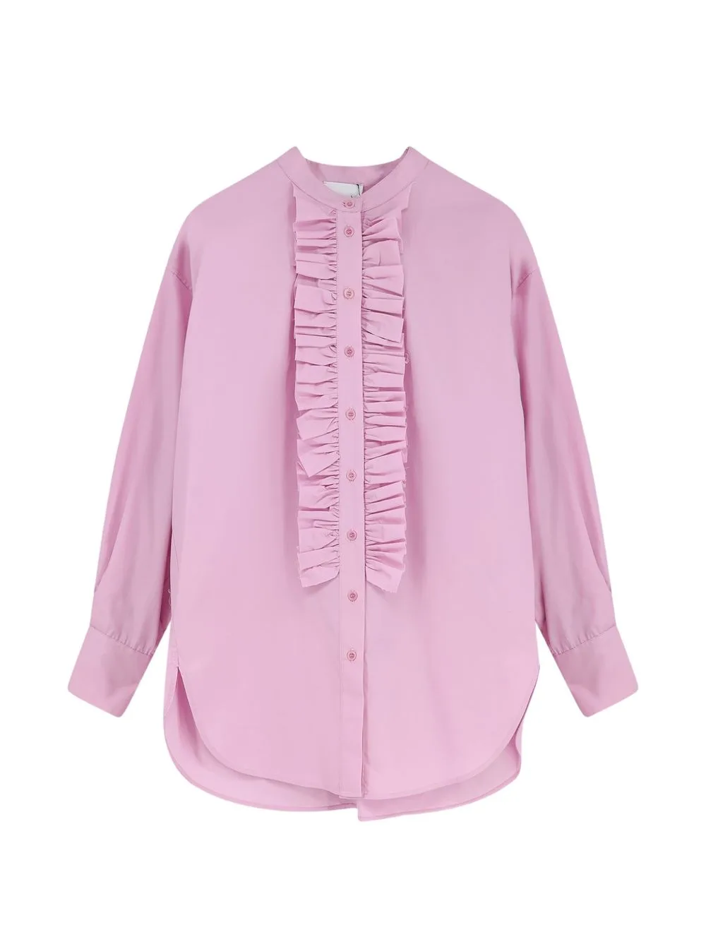 Ruffled-Trim Cotton Shirt