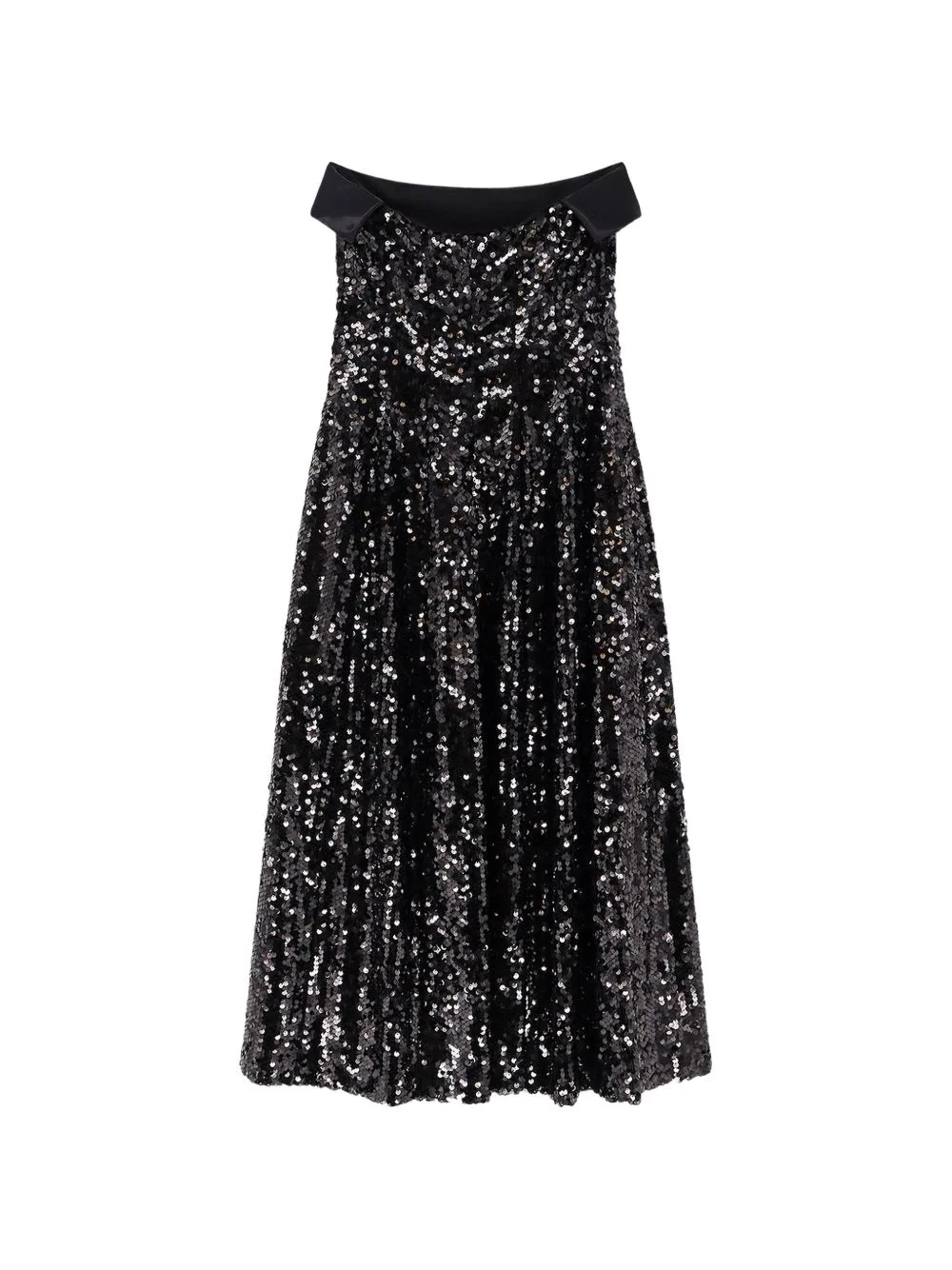 Sequin-Embellished A-Line Midi Dress