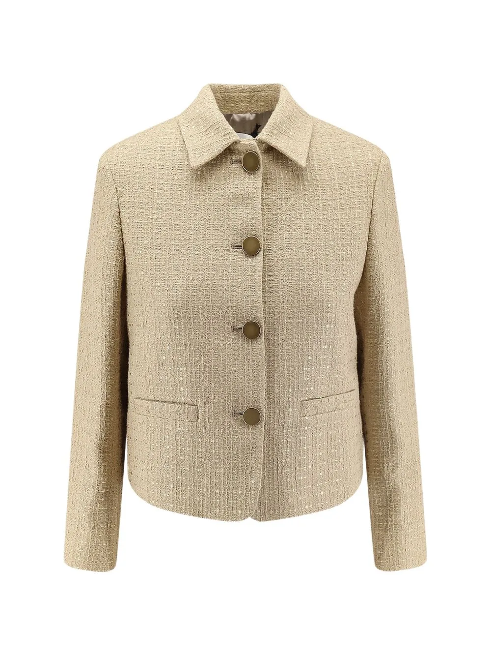 Button-Fastening Tweed Jacket