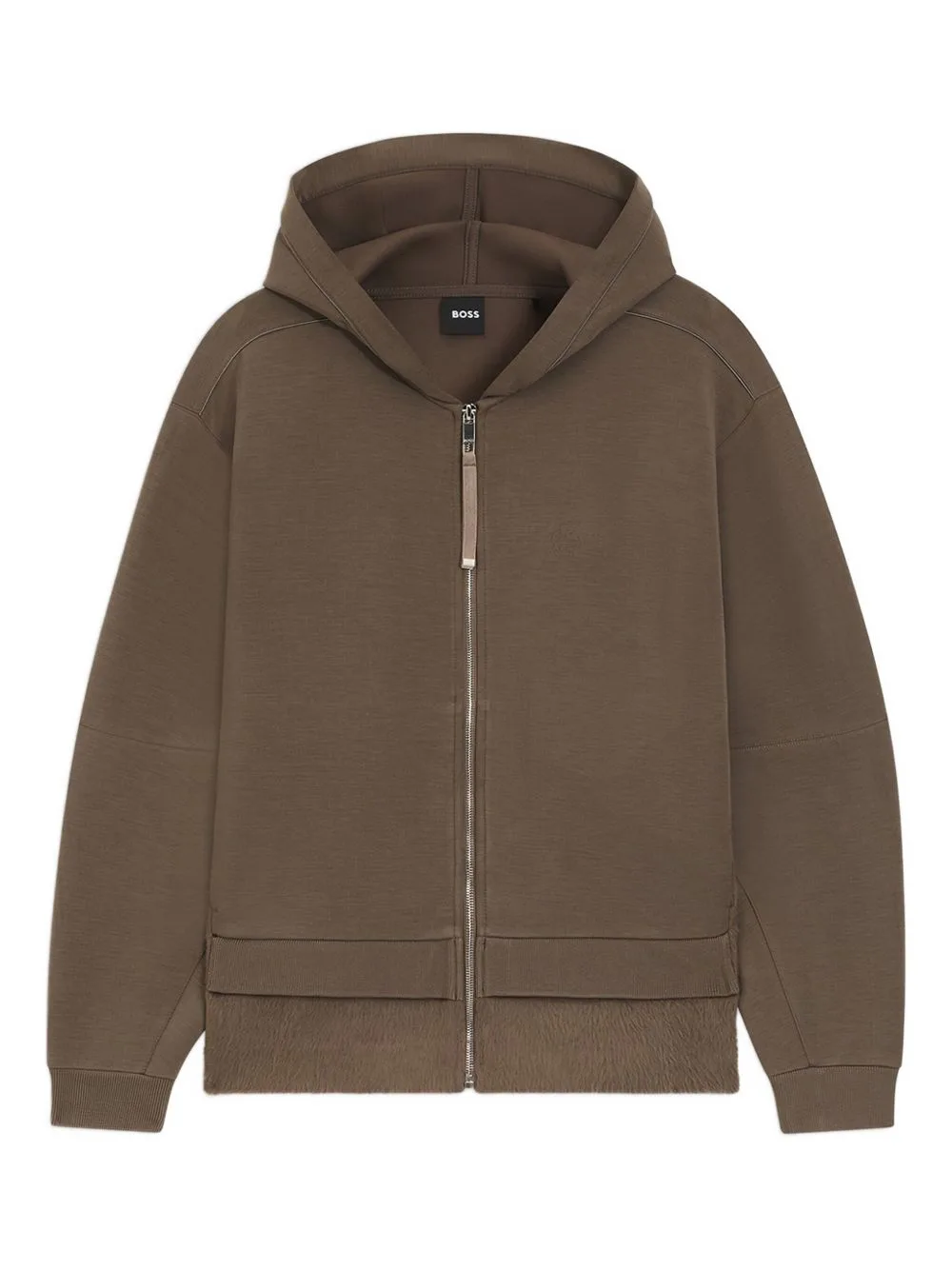 Fur-Panel Zip-Up Hoodie