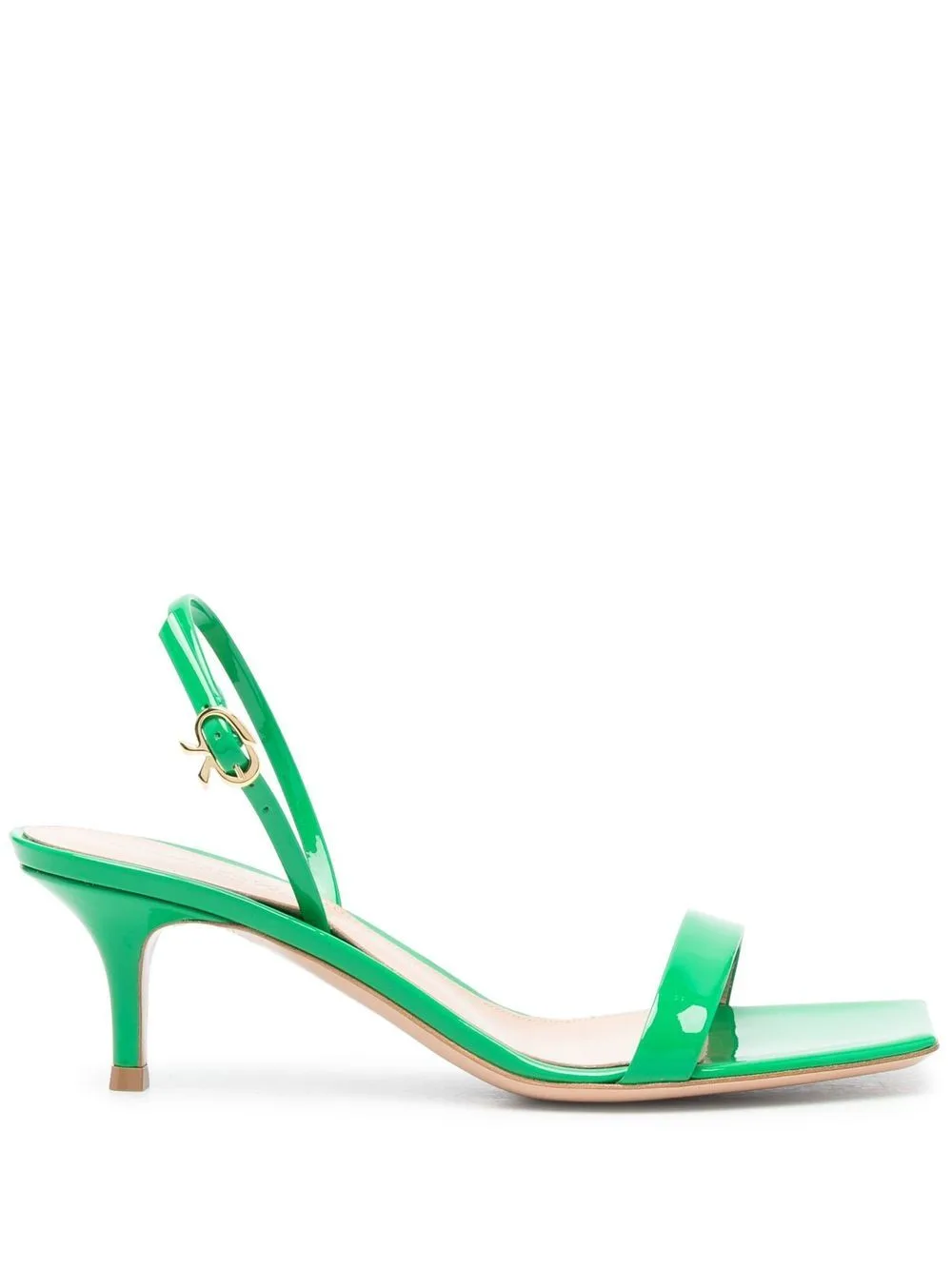 Ribbon Patent Leather Kitten Sandals
