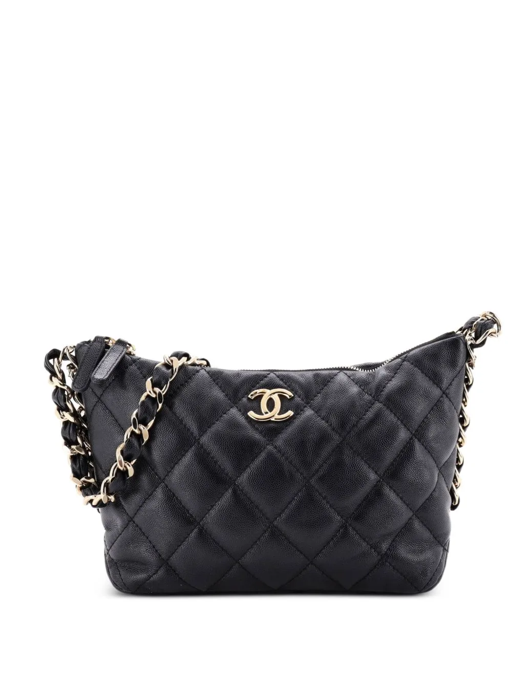 CC Chain Quilted Caviar Small Hobo Bag