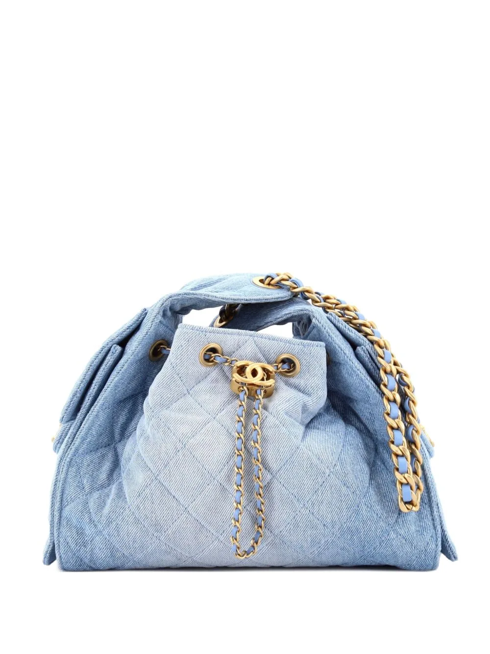 25 Quilted Denim Small Hobo Bag