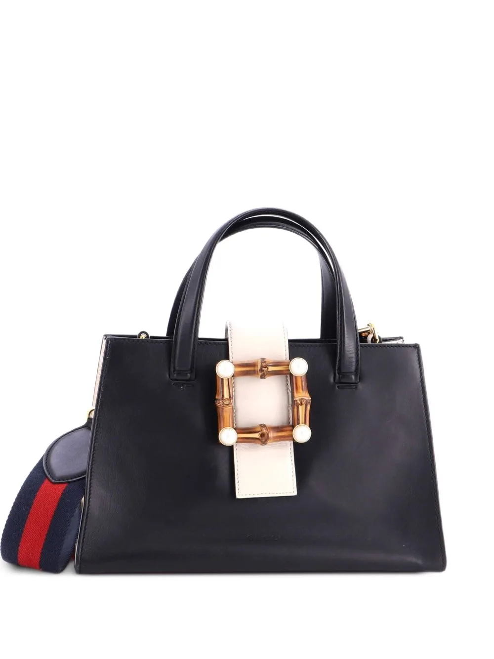 Bamboo Buckle Tote Leather Small Satchel