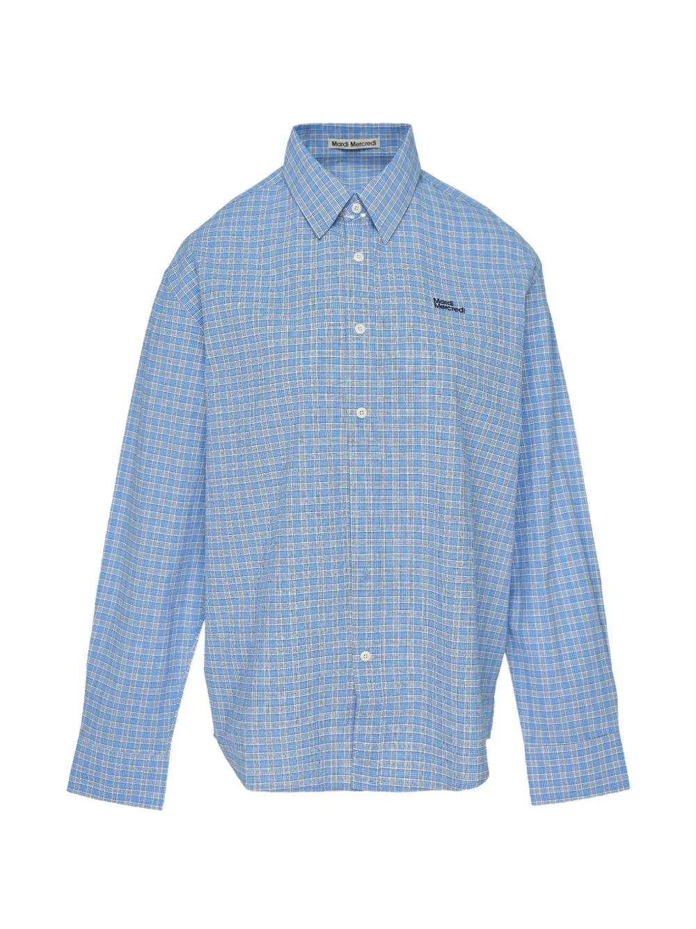 Check-Pattern Logo-Embroidered Shirt
