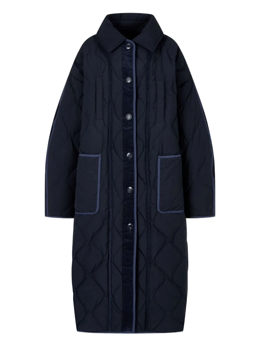 Detachable-Collar Quilted Coat